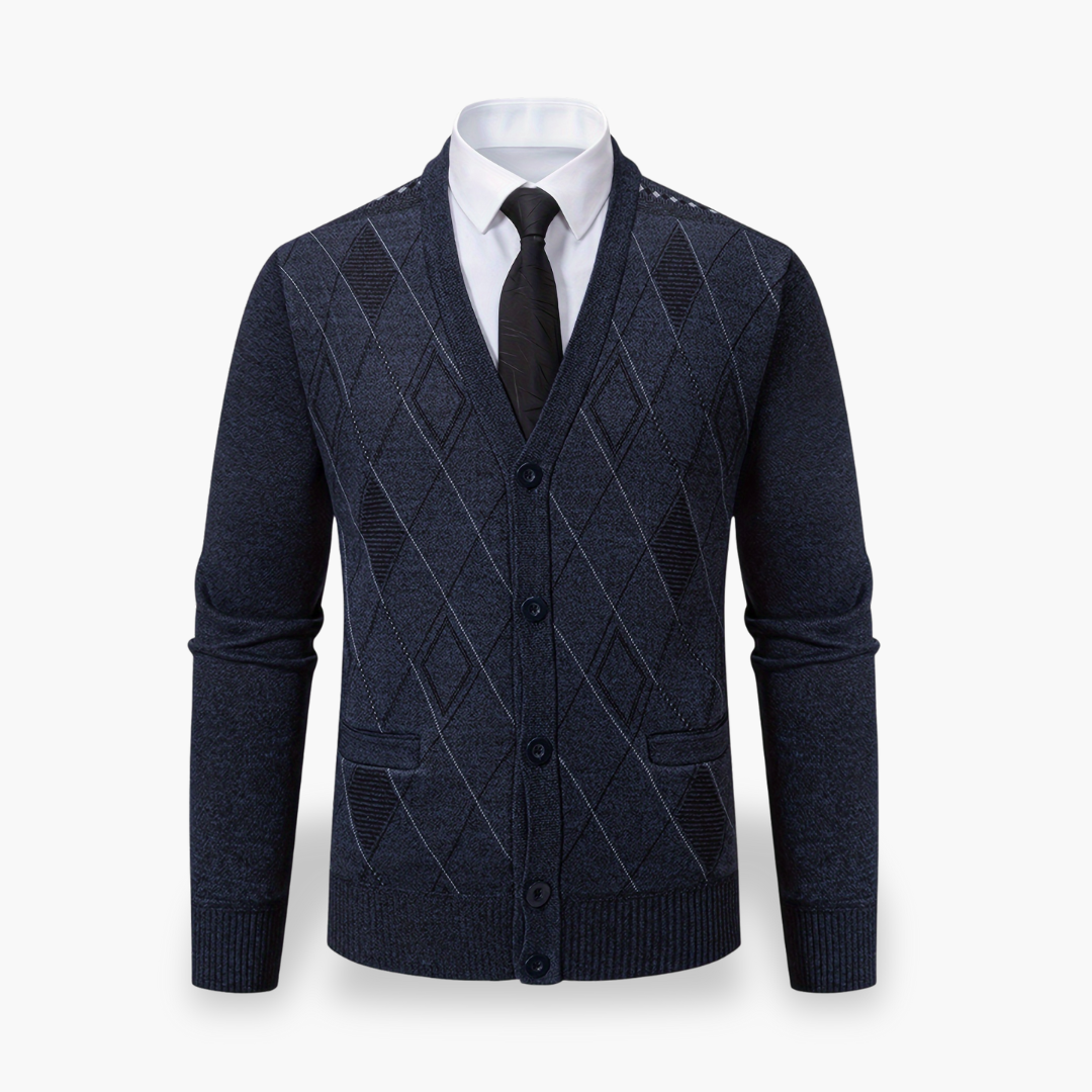 Cardigan Uomo Cotone Bottoni Fantasia Rombi | Altivaro