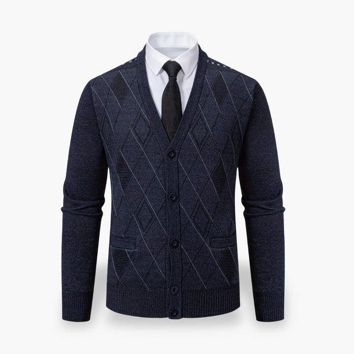 Cardigan Uomo Cotone Bottoni Fantasia Rombi | Altivaro