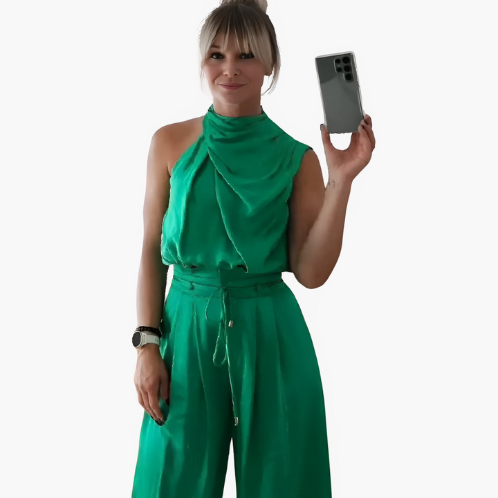 Donna Completo Elegante Top Pantaloni Seta | Altivaro-Altivaro