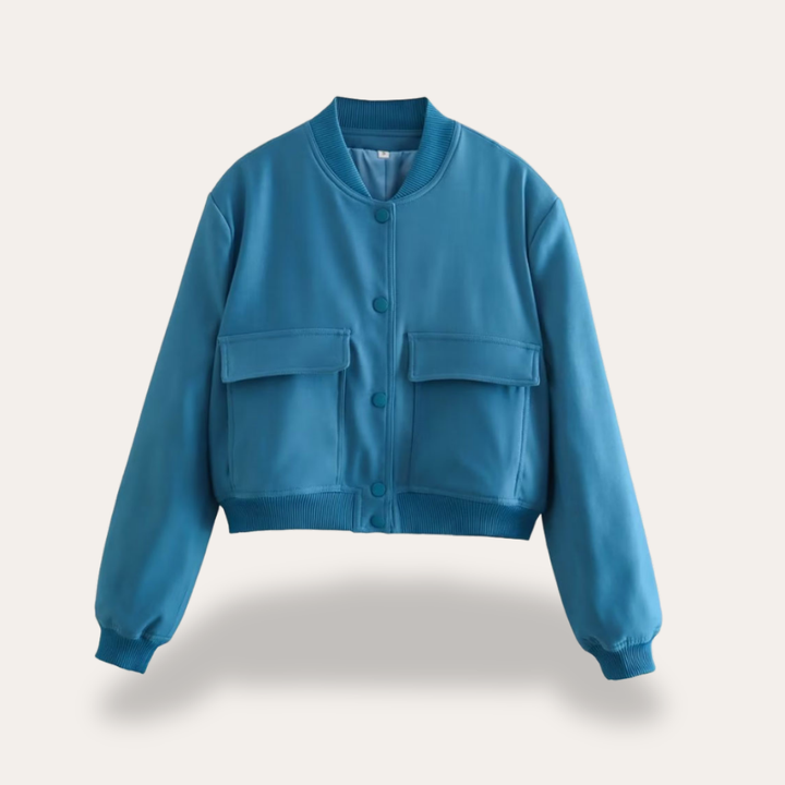 Women's Short Bomber Functional Pockets Spring Jacket | Altivaro