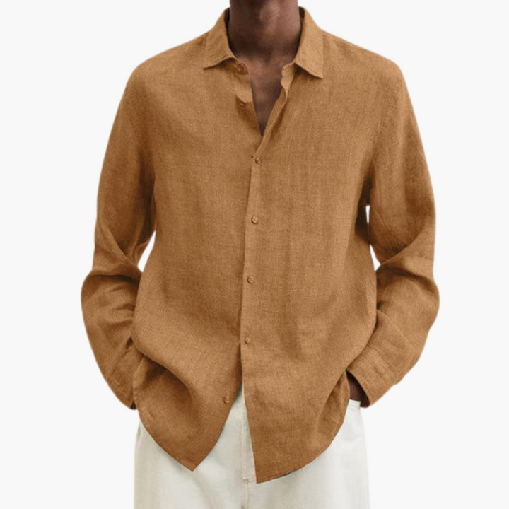 Camicia lino uomo manica lunga slim fit estiva | Altivaro