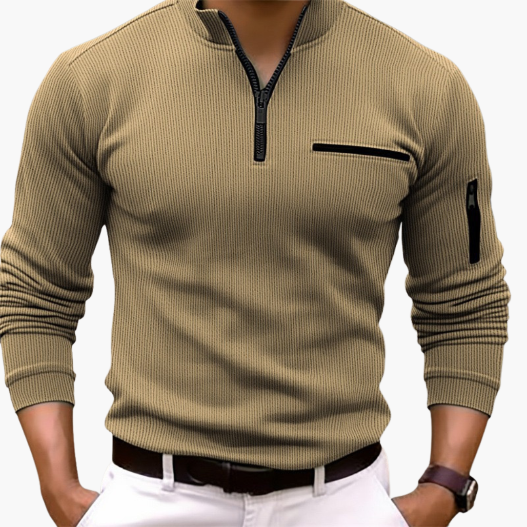 Maglia Uomo Slim Fit Zip Manica Lunga Casual | Altivaro