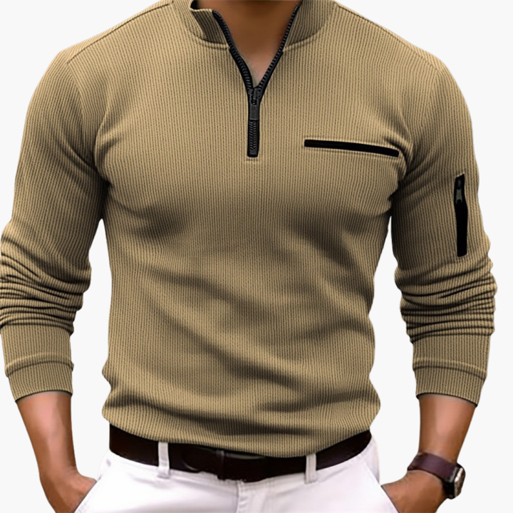 Maglia Uomo Slim Fit Zip Manica Lunga Casual | Altivaro