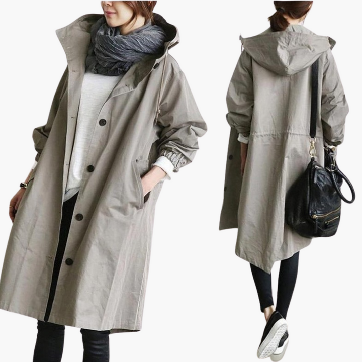 Giacca Trench Donna con Cappuccio e Bottoni Frontali | Altivaro