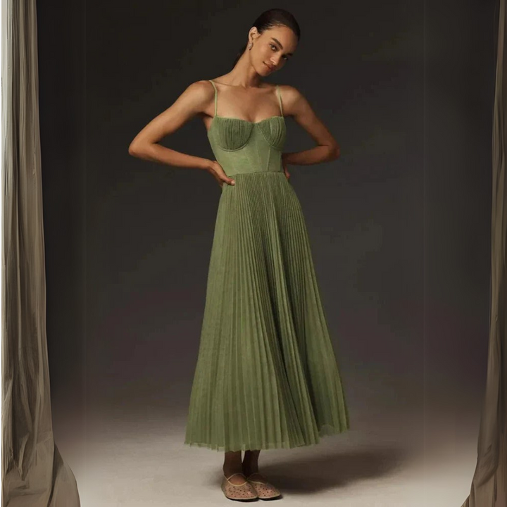 Abito Donna Elegante Midi Plissé in Poliestere Leggero – Vestibilità Sottile | Altivaro