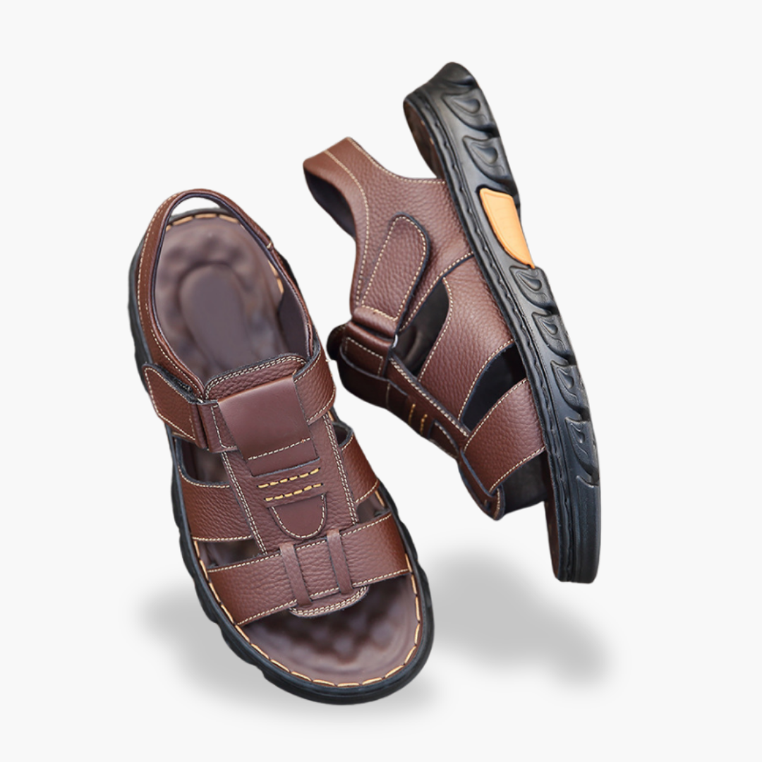 Sandali Uomo Ortopedici Neri Pelle Sportivi Comfort | Altivaro-Altivaro