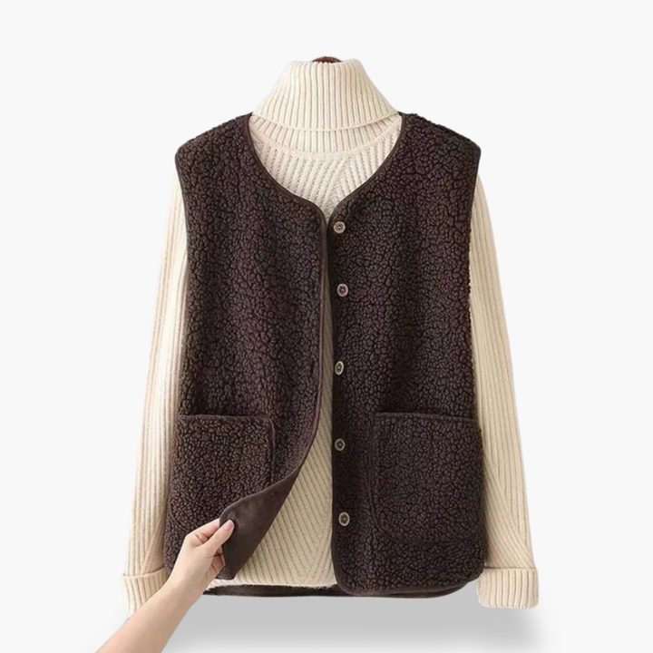 Gilet Donna in Pile con Bottoni e Tasche Laterali | Altivaro