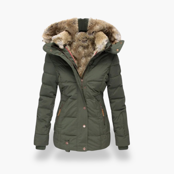 Giacca Puffer Donna con Cappuccio e Fodera in Pelliccia Sintetica | Altivaro