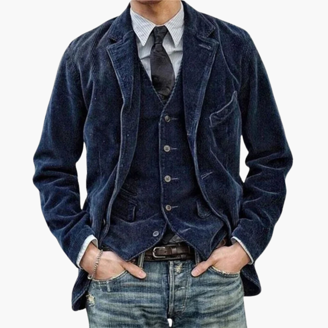 Giacca Uomo in Velluto a Coste con Gilet e Cravatta | Altivaro
