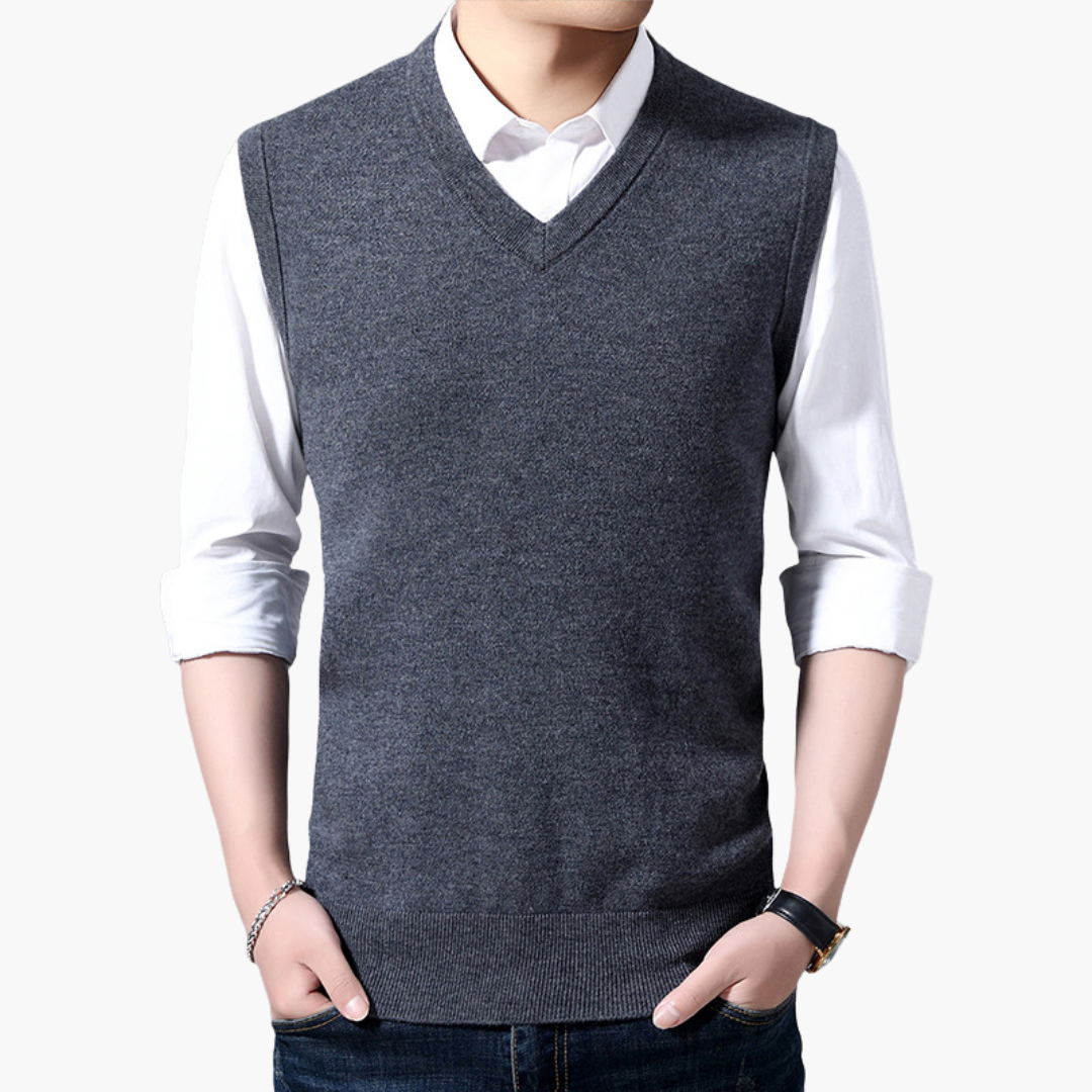 Men's Wool Vest V-Neck Thin Knit | Altivaro