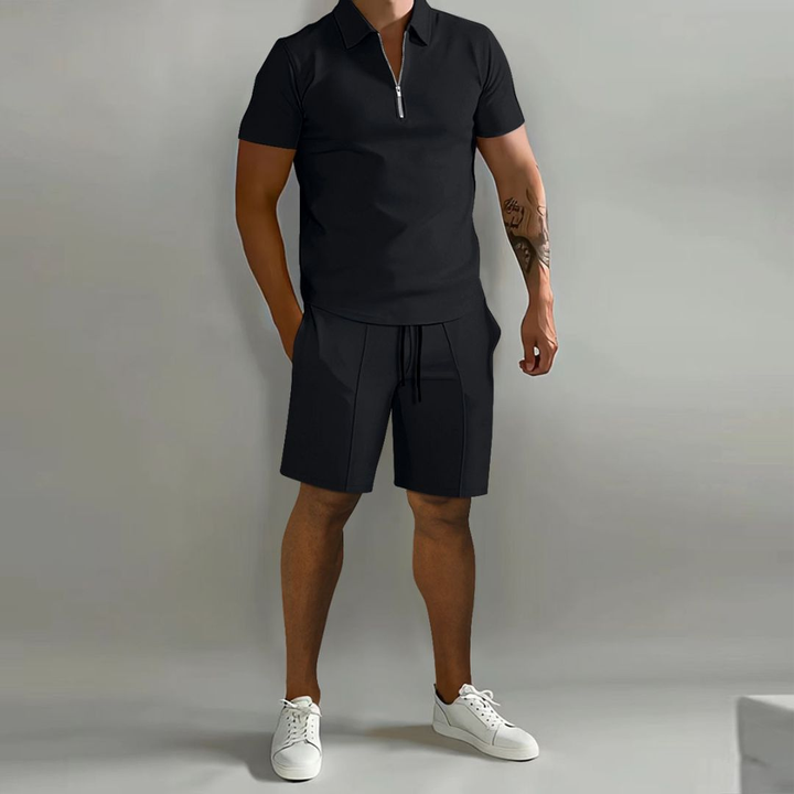 Herren-Set mit Polohemd mit Reißverschluss und Shorts | Altivaro