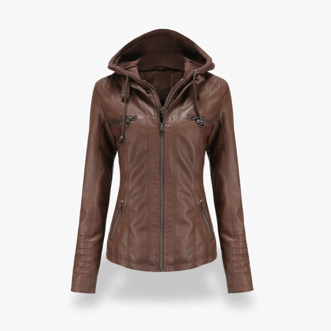 Giacca Donna in Ecopelle con Cappuccio e Zip Slim Fit | Altivaro
