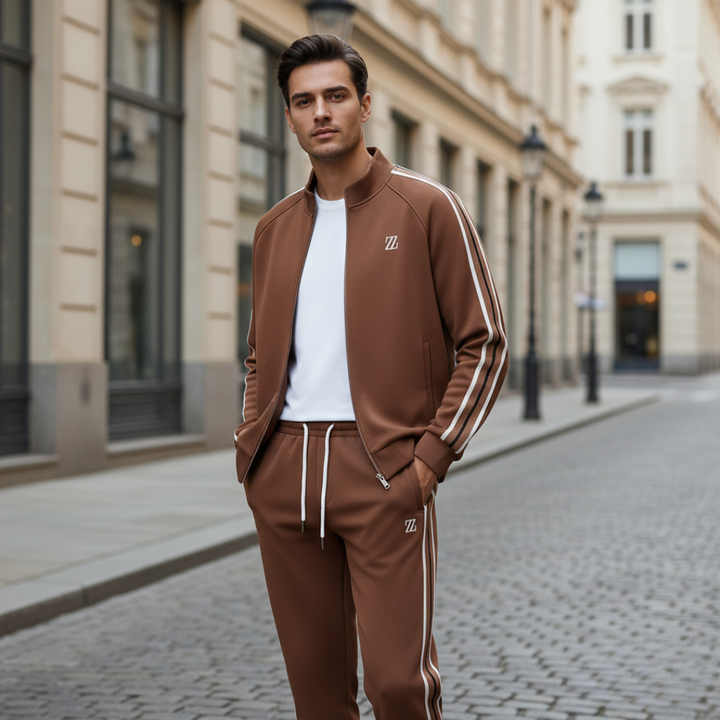Herren-Sportanzug mit Streifen und Reißverschluss | Altivaro