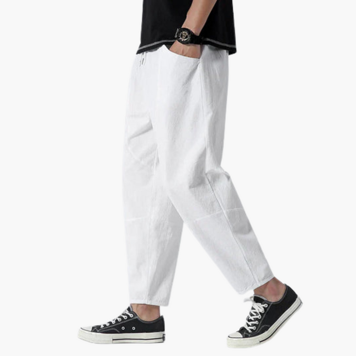Pantaloni uomo lino neri estivi casual | Altivaro