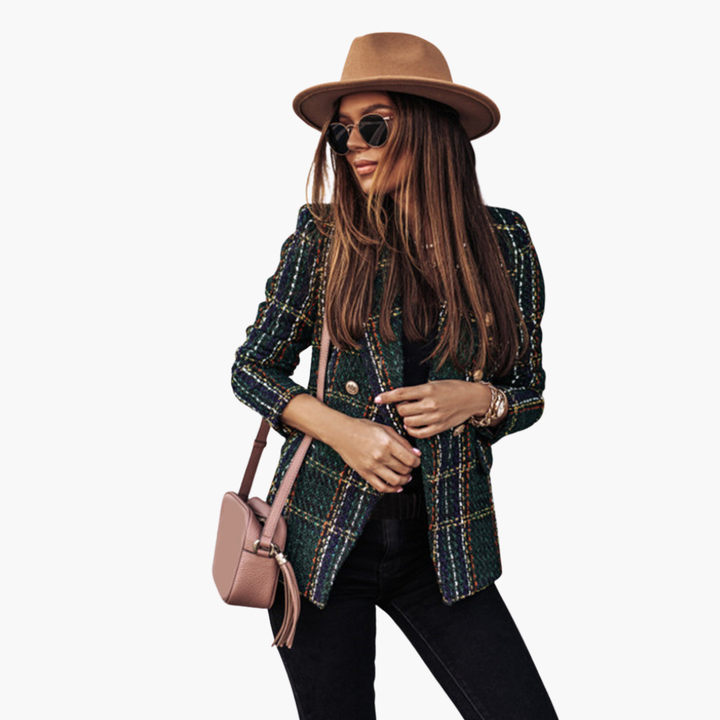 Women's Tweed Blazer with Double-Breasted Buttons | Altivaro