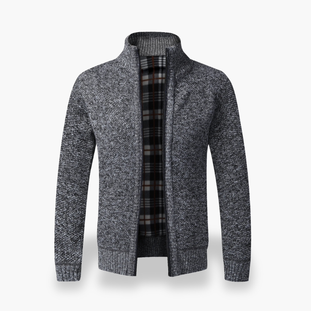 Cardigan with Zip and Checkered Lining Men | Altivaro