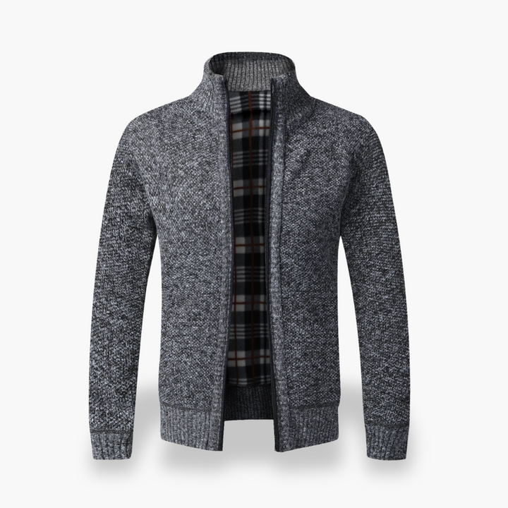 Cardigan with Zip and Checkered Lining Men | Altivaro
