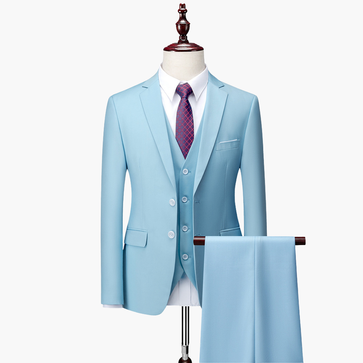Abito Uomo Elegante 3 Pezzi Slim Fit Poliestere Blu Petrolio Cerimonia | Altivaro-Altivaro