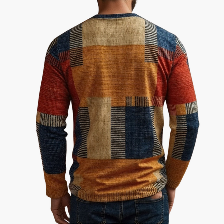 Maglia Uomo Cotone Lunga Manica Patchwork | Altivaro