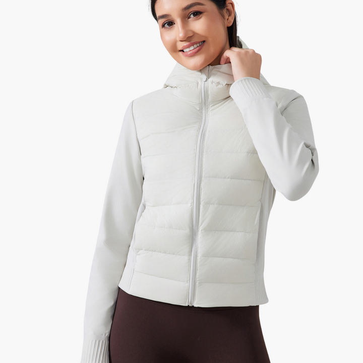 Giacca Donna Ibrida Piumino Softshell Leggera con Cappuccio | Altivaro