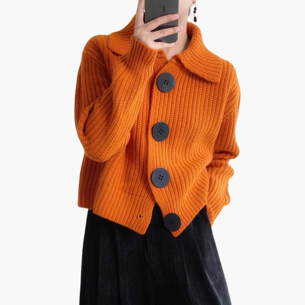 Cardigan Donna Lavorato a Maglia Bottoni Oversize | Altivaro-Altivaro