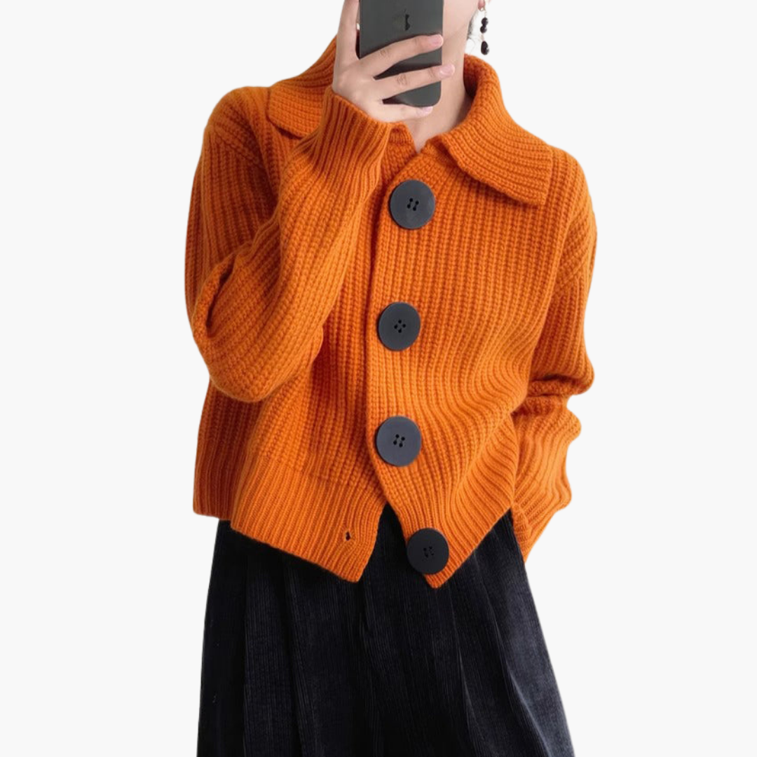 Cardigan Donna Lavorato a Maglia Bottoni Oversize | Altivaro-Altivaro