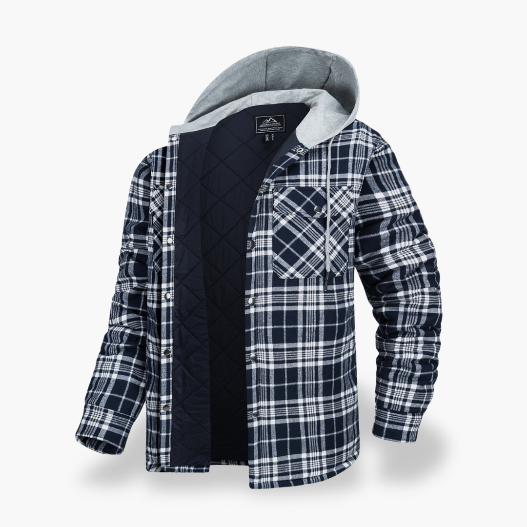 Men's Winter Plaid Jacket Lined with Hood | Altivaro