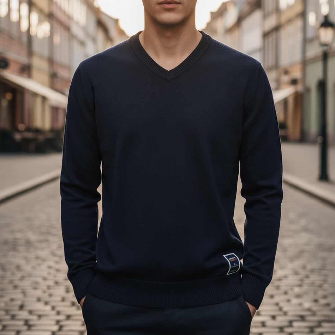Herrenpullover Baumwolle V-Ausschnitt Leicht | Altivaro