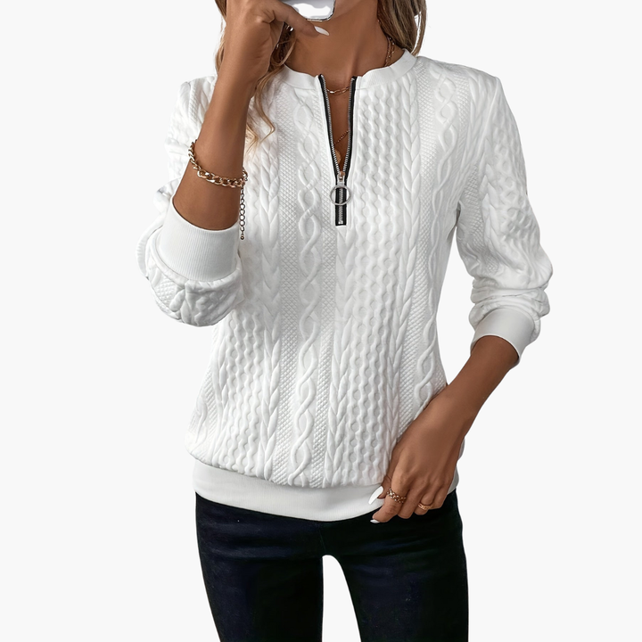Maglione Donna a Treccia in Maglia con Zip Frontale | Altivaro
