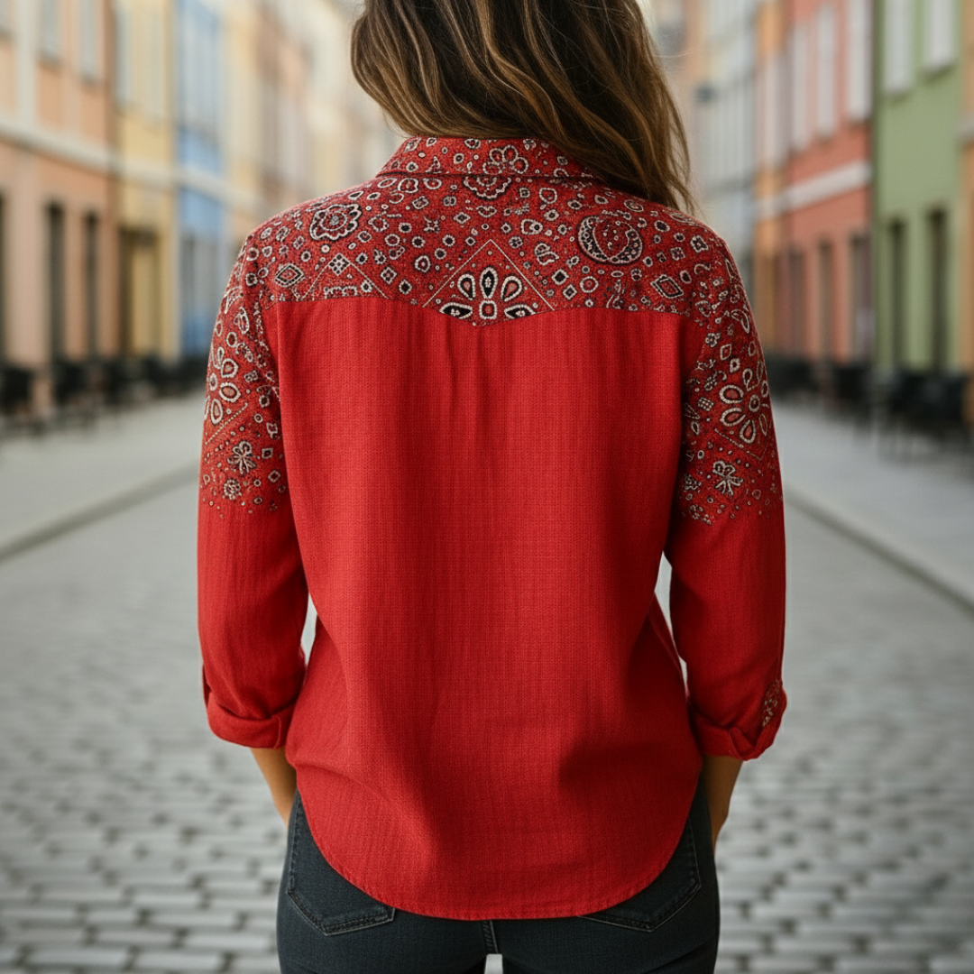 Camicia donna a maniche lunghe in cotone con tasche | Altivaro