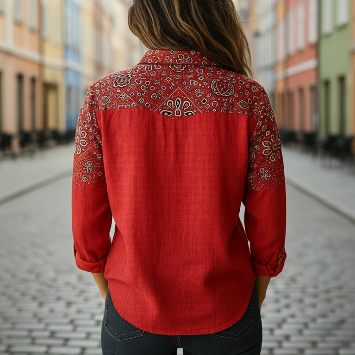 Camicia donna a maniche lunghe in cotone con tasche | Altivaro