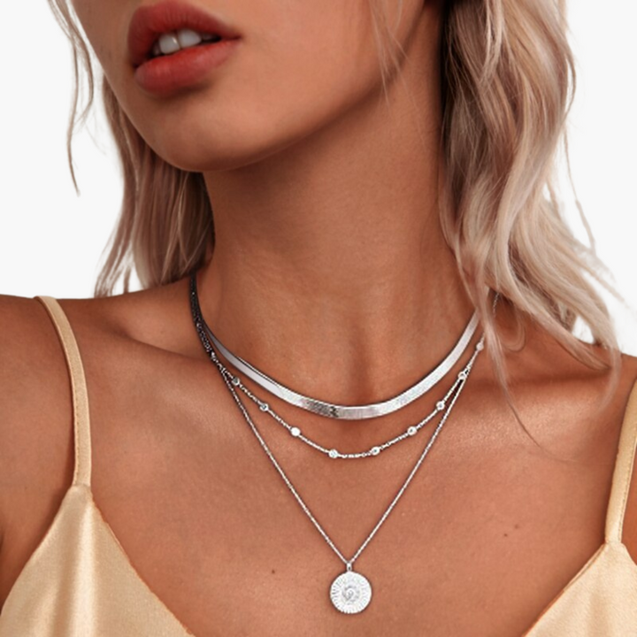 Collana Donna Argento 925 Due Fili Ciondolo Sole | Altivaro
