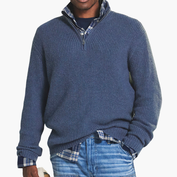 Maglione Uomo con Zip Alta in Cotone | Altivaro