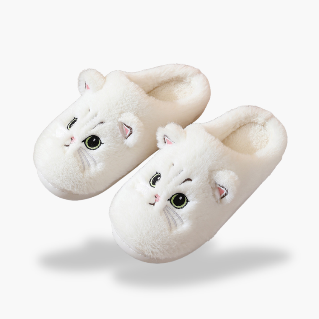 Plush orthopedic slippers with cat pattern | Altivaro