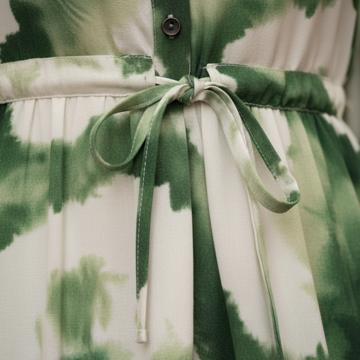 Abito da donna con motivo astratto e maniche lunghe in poliestere | Altivaro