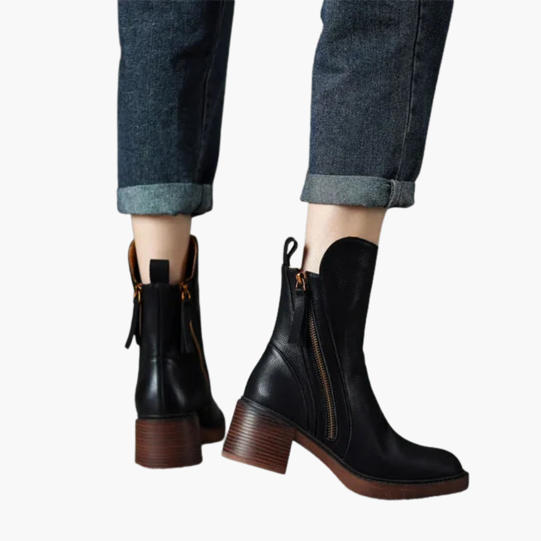 Women's Orthopedic Leather Ankle Boots with Heel | Altivaro