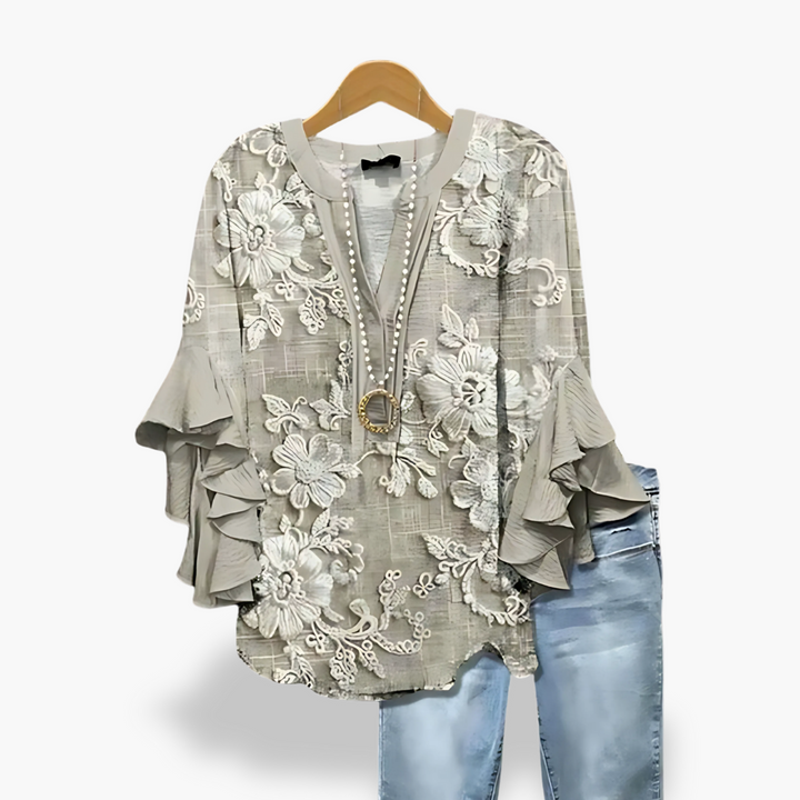 Blusa Donna con Ricamo Floreale in Lino | Altivaro