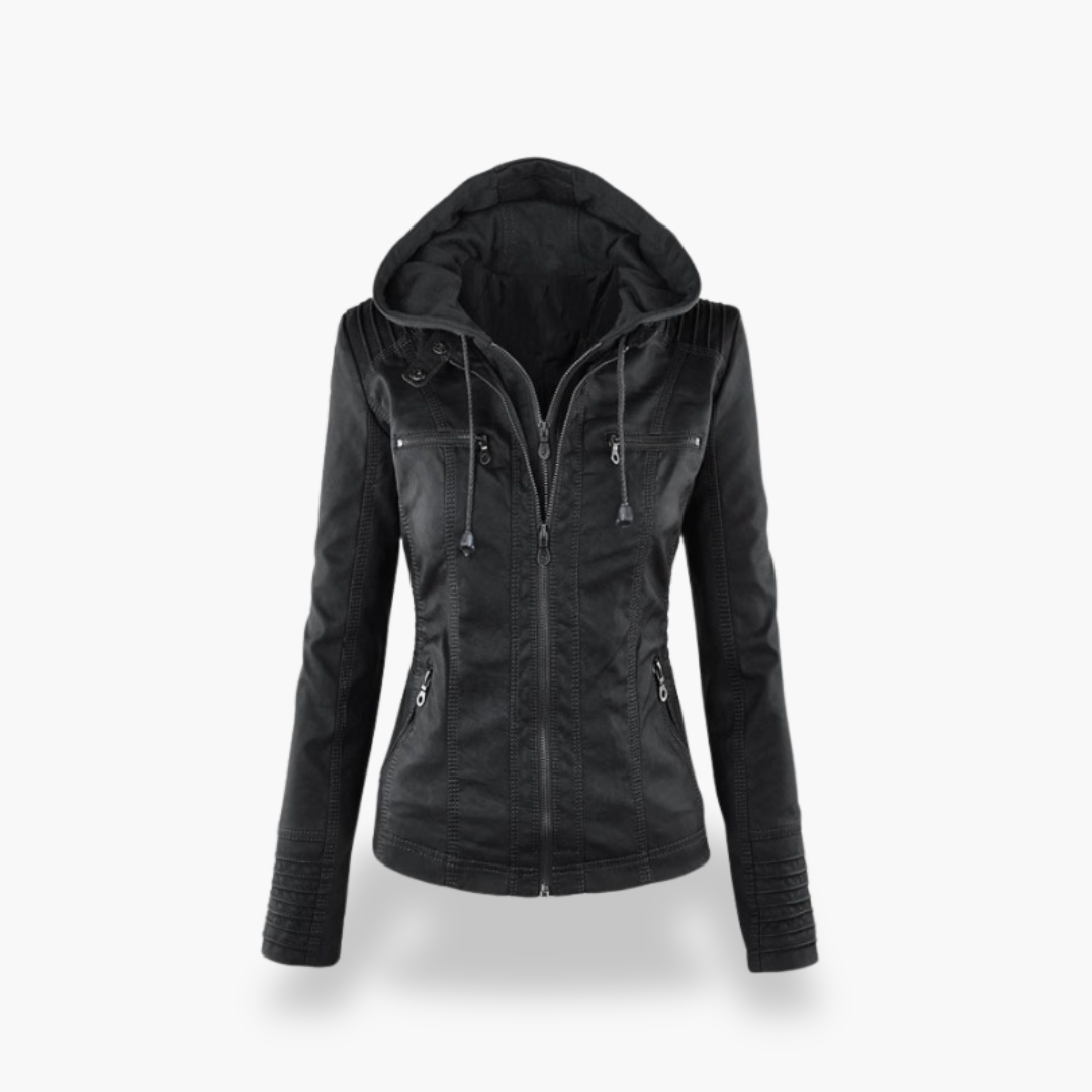 Giacca Donna in Ecopelle con Cappuccio e Zip Slim Fit | Altivaro