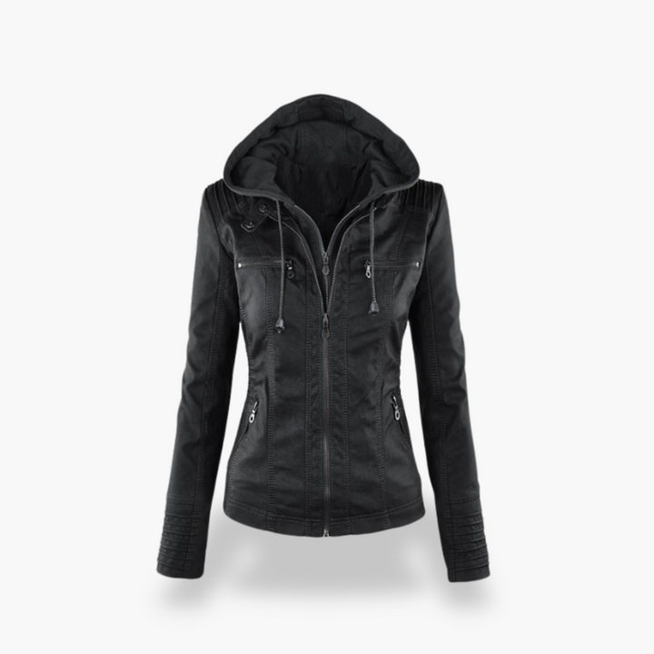 Giacca Donna in Ecopelle con Cappuccio e Zip Slim Fit | Altivaro