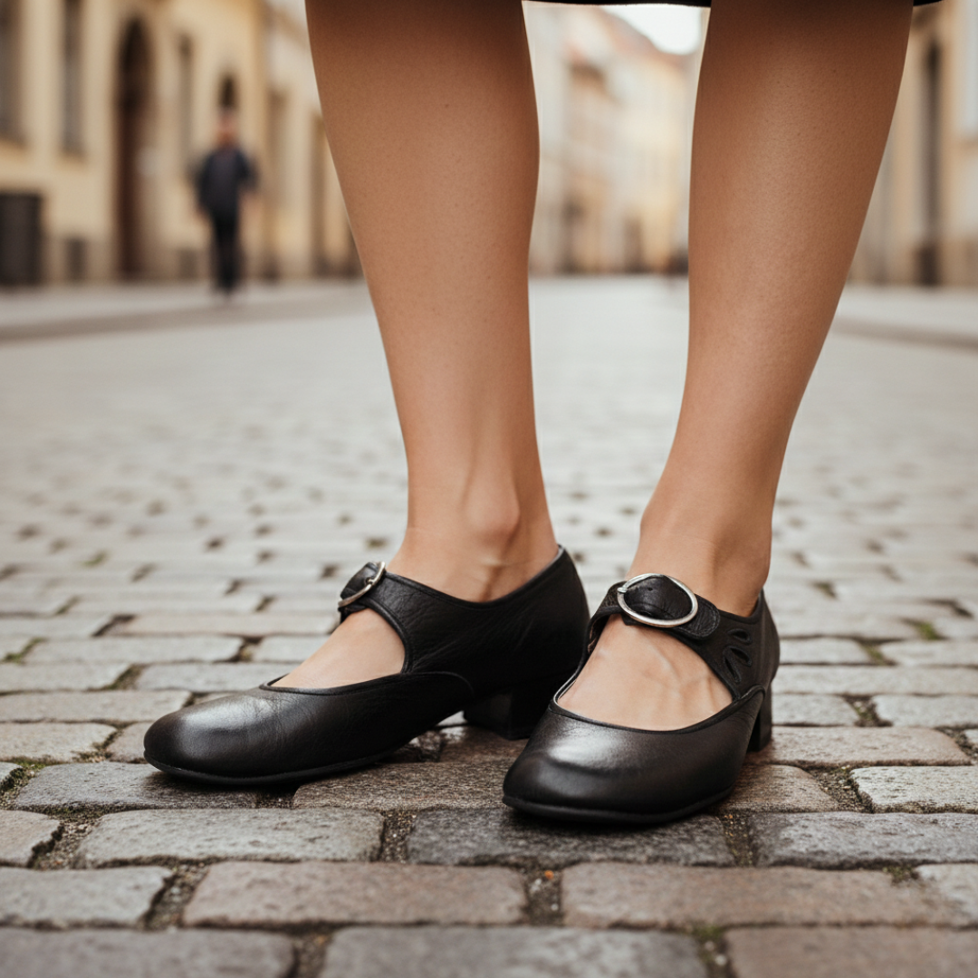 Orthopädische Damenschuhe aus Leder mit Riemen | Altivaro