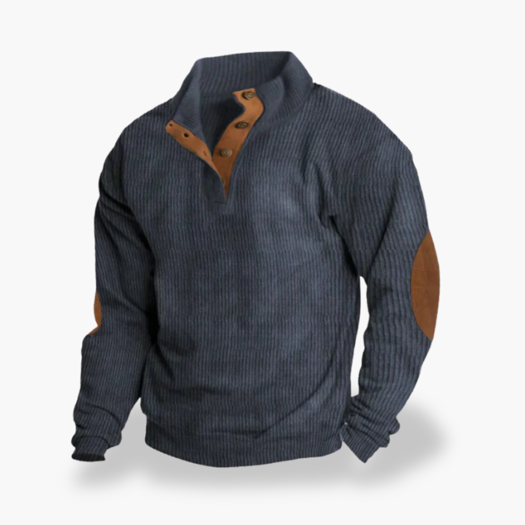 Maglione Uomo con Collo Alto e Dettagli in Pelle | Altivaro