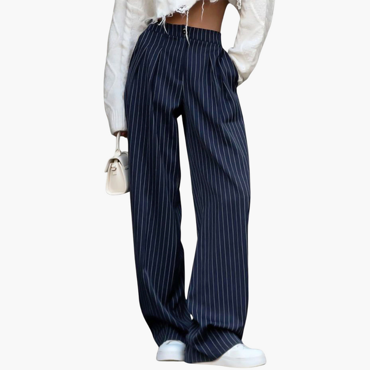 Women's Wide Leg Striped Pants in Lightweight Fabric | Altivaro