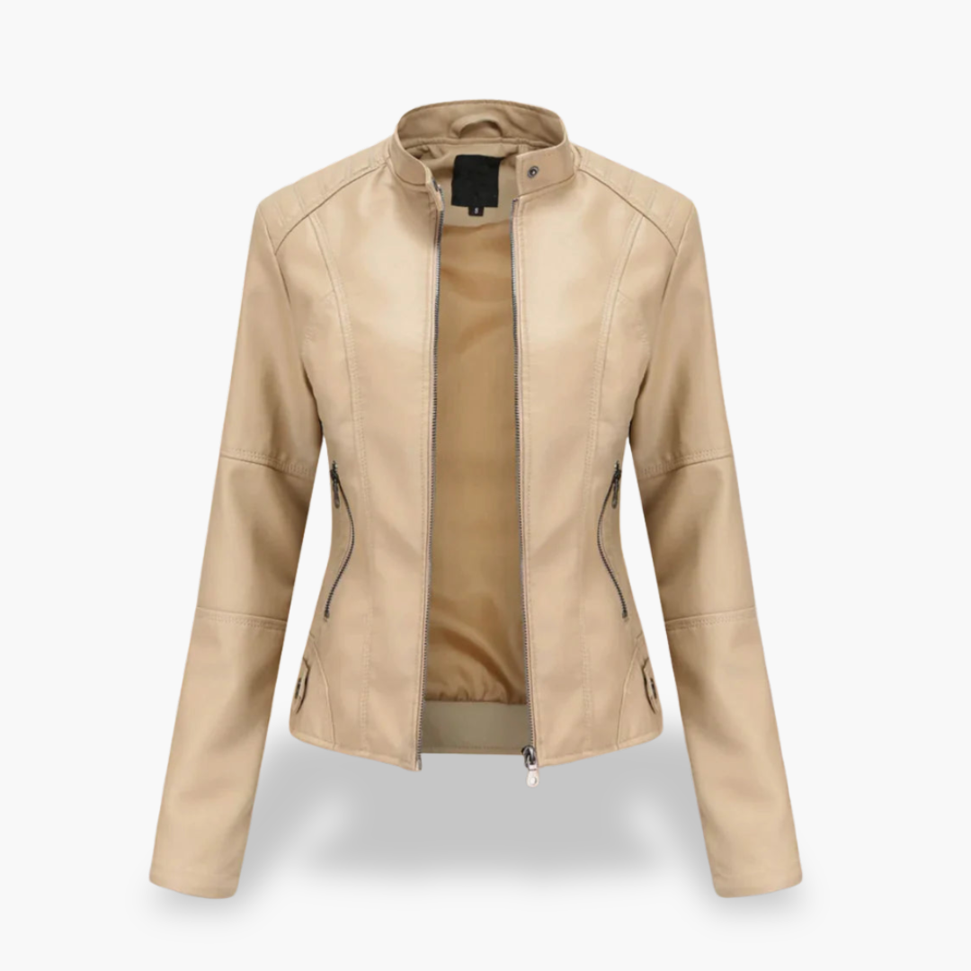 Giacca Donna Ecopelle Slim Fit Zip Collo Alto | Altivaro