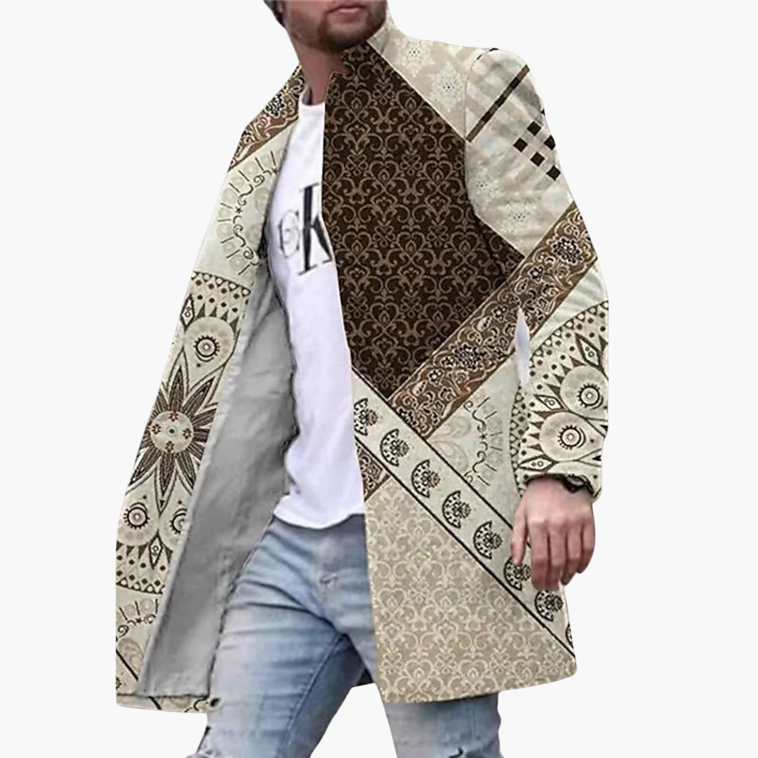 Cappotto Lungo Uomo Elegante in Lana Ricamata | Altivaro