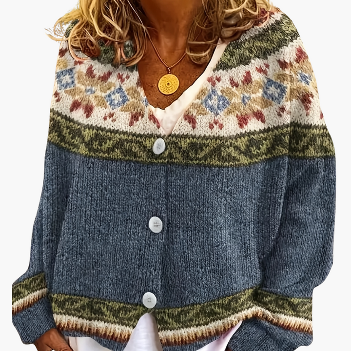 Cardigan Donna con Motivo Intrecciato e Multicolore | Altivaro