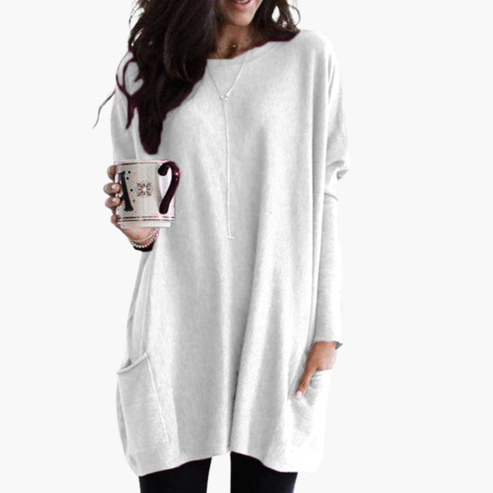 Maglione Lungo Donna Casual in Cotone con Tasche | Altivaro