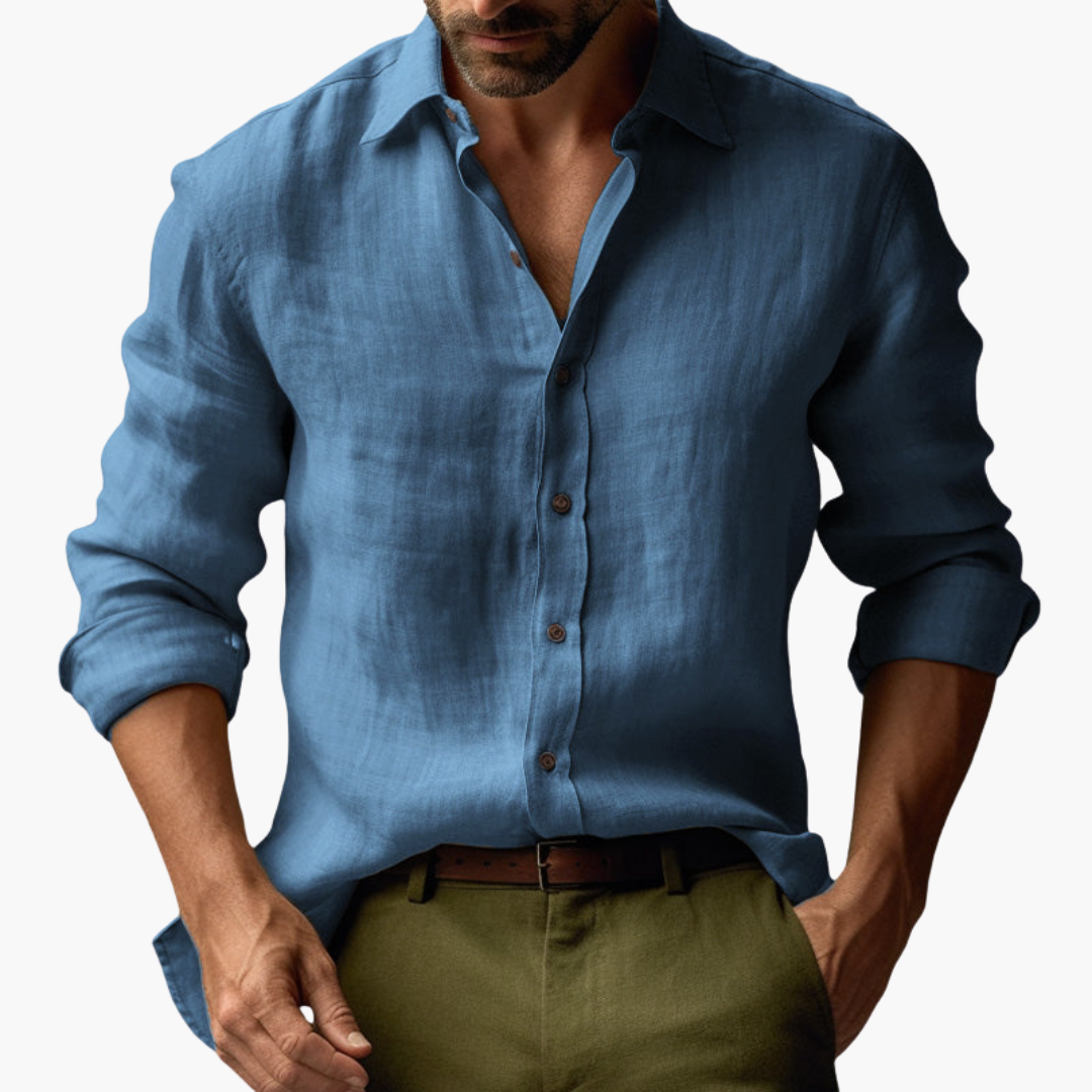 Camicia in Lino Uomo Maniche Lunghe Slim Fit Elegante | Altivaro