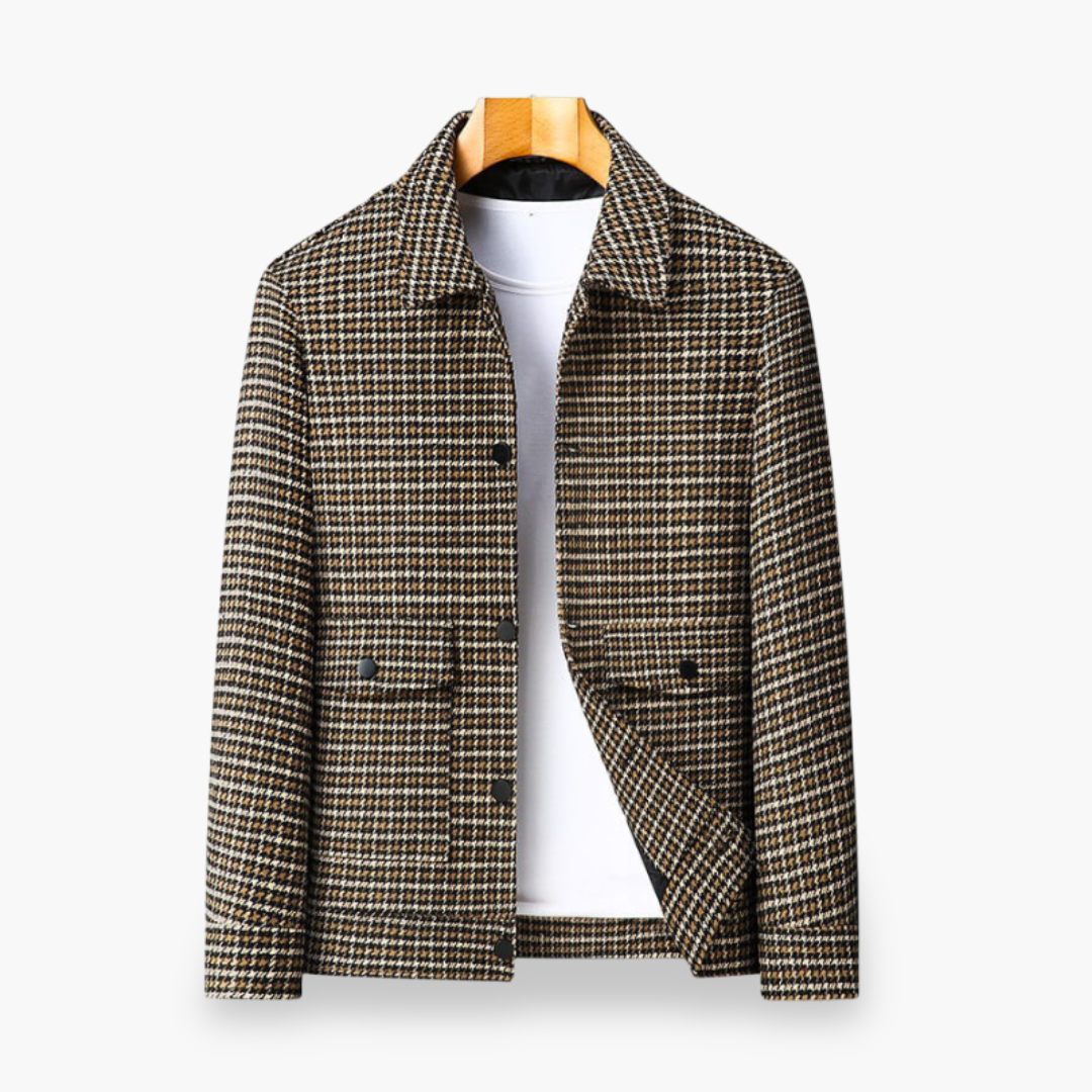 Men's Houndstooth Wool Jacket Casual Elegant | Altivaro