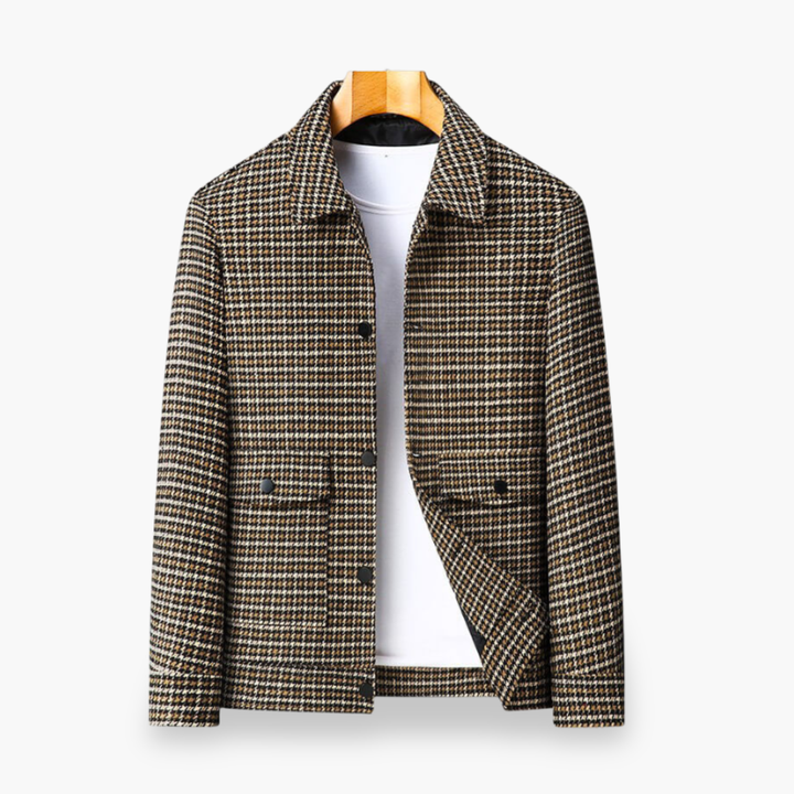 Men's Houndstooth Wool Jacket Casual Elegant | Altivaro