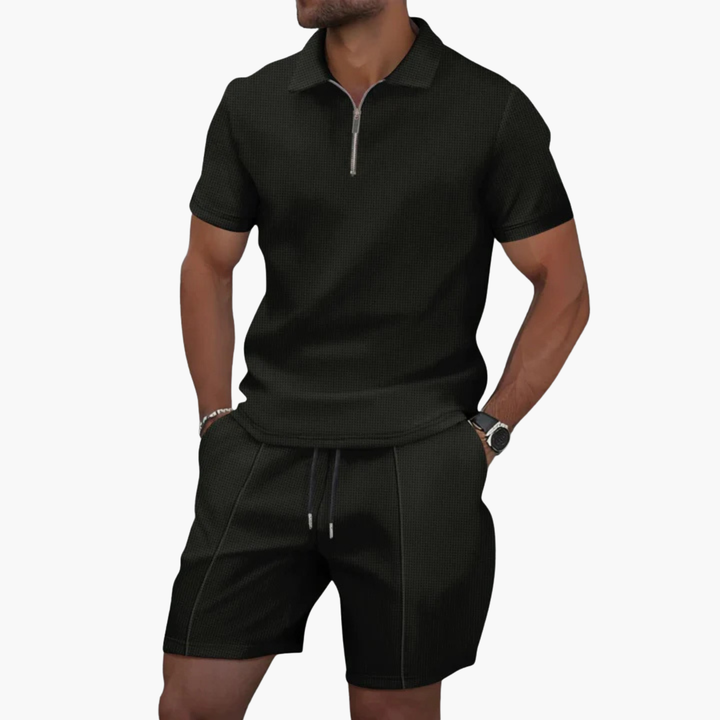 Polo mit Reißverschluss und Herren-Shorts mit Kordelzug | Altivaro